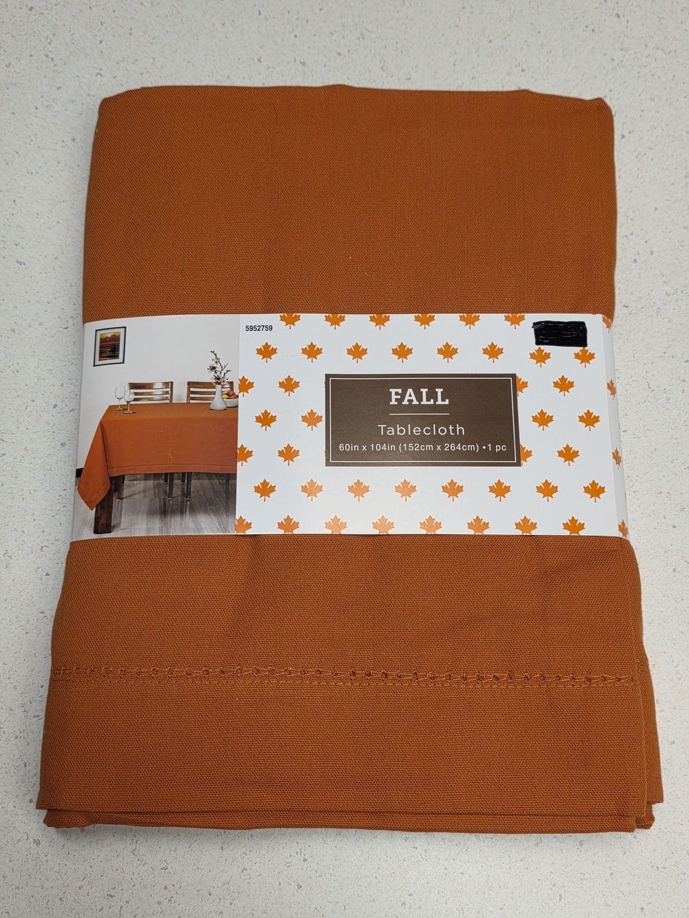 Classic Rectangular Cotton Tablecloth for Dining 60"×104" Burnt Orange - NEW